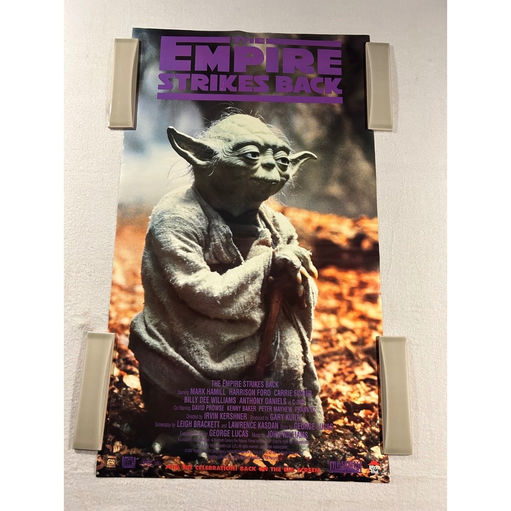 Vintage 1997 Star Wars Pizza Hut Posters Yoda R2-D2 C-3PO Special Edition Set 2